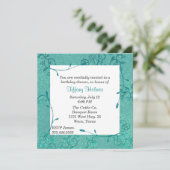 Invitation d'anniversaire Fleur de Teal élégant (Debout devant)