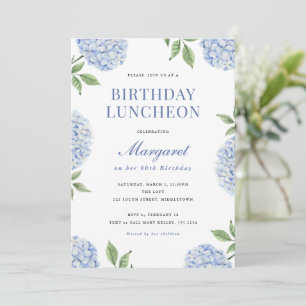 Invitation d'anniversaire, Fleur d'hortensia bleu