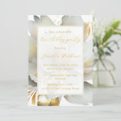 Invitation d'anniversaire fleur dorée romantique (Debout devant)