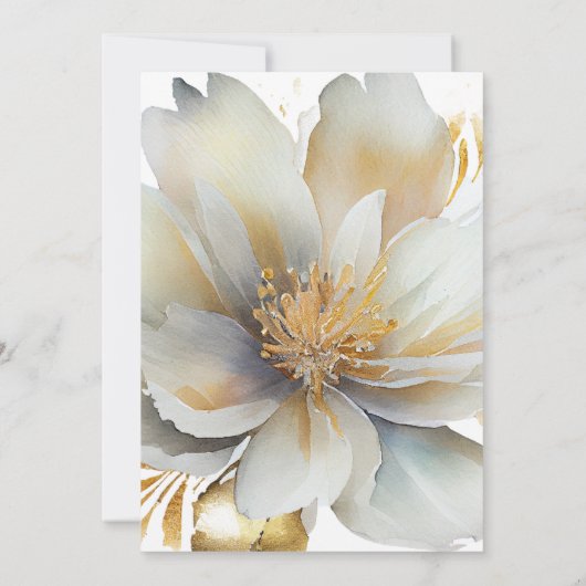 Invitation d'anniversaire fleur dorée romantique (Dos)