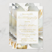Invitation d'anniversaire fleur dorée romantique (Devant / Derrière)