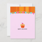 Invitation d'anniversaire Fleur Orange et Gâteau (Dos)