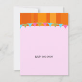 Invitation d'anniversaire Fleur Orange et Rayures (Dos)