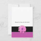 Invitation d'anniversaire Fleur Rose Ruban Noir (Dos)
