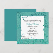 Invitation d'anniversaire Fleur sarcelle élégante (Devant / Derrière)