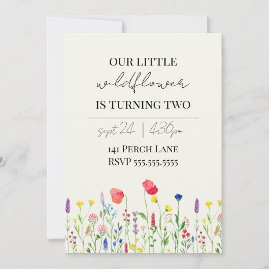 Invitation d'anniversaire Fleur sauvage (Devant)