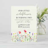 Invitation d'anniversaire Fleur sauvage (Debout devant)