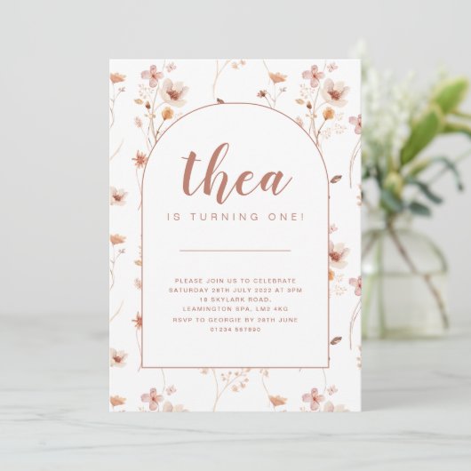 Invitation d'anniversaire fleur sauvage (Debout devant)