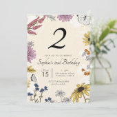 Invitation d'anniversaire fleur sauvage (Debout devant)
