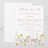Invitation d'anniversaire Fleur sauvage aquarelle (Devant / Derrière)