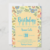 Invitation d'anniversaire Fleur sauvage Fête flora (Devant)