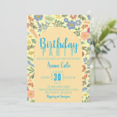 Invitation d'anniversaire Fleur sauvage Fête flora (Debout devant)