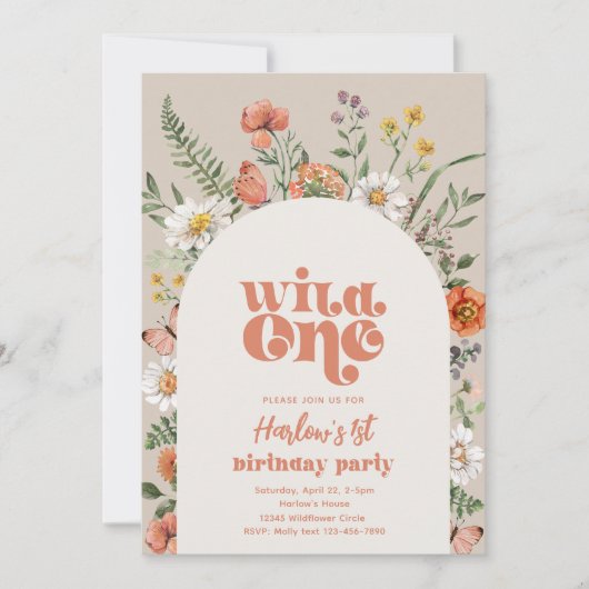 Invitation d'anniversaire fleur sauvage | Fleur sa (Devant)