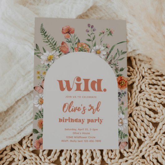 Invitation d'anniversaire fleur sauvage | Fleur sa