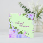 Invitation d'anniversaire Fleur Verte Violette & B (Debout devant)