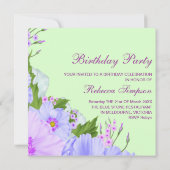 Invitation d'anniversaire Fleur Verte Violette & B (Dos)