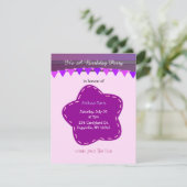 Invitation d'anniversaire Fleur Violette et Rayure (Debout devant)