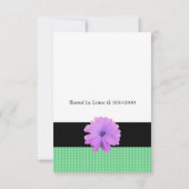 Invitation d'anniversaire Fleur Violette Ruban Noi (Dos)