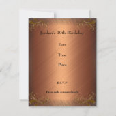 Invitation d'anniversaire Fleurale Noir et Or Roui (Dos)