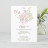 Invitation d'anniversaire Fleurie et Quarante Ans  (Debout devant)