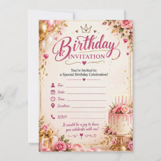 Invitation d'anniversaire – Fleurs d'anniversaire