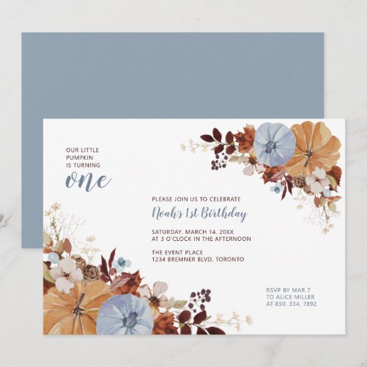 Invitation d'anniversaire Fleurs d'Automne & Citro (Devant / Derrière)
