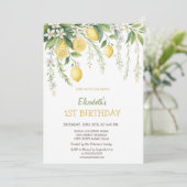 Invitation d'anniversaire Fleurs de citron aquarel (Debout devant)