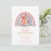 Invitation d'anniversaire Fleurs de licorne arc-en (Debout devant)