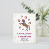 Invitation d'anniversaire Fleurs de Licorne Magiqu (Debout devant)