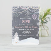 Invitation d'anniversaire flocon de neige en hiver (Debout devant)