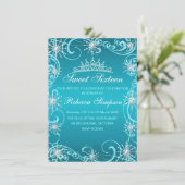 Invitation d'anniversaire Flocon de neige scintill (Debout devant)