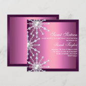 Invitation d'anniversaire flocon de neige scintill (Devant / Derrière)