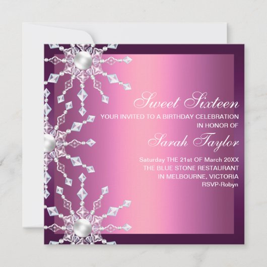 Invitation d'anniversaire flocon de neige scintill (Devant)