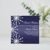 Invitation d'anniversaire flocon de neige scintill (Debout devant)