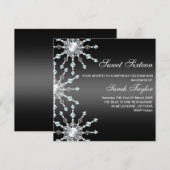 Invitation d'anniversaire Flocon de neige scintill (Devant / Derrière)