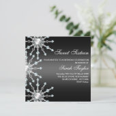 Invitation d'anniversaire Flocon de neige scintill (Debout devant)