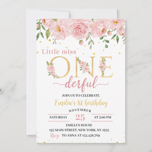 Invitation d'Anniversaire Floral (Devant)