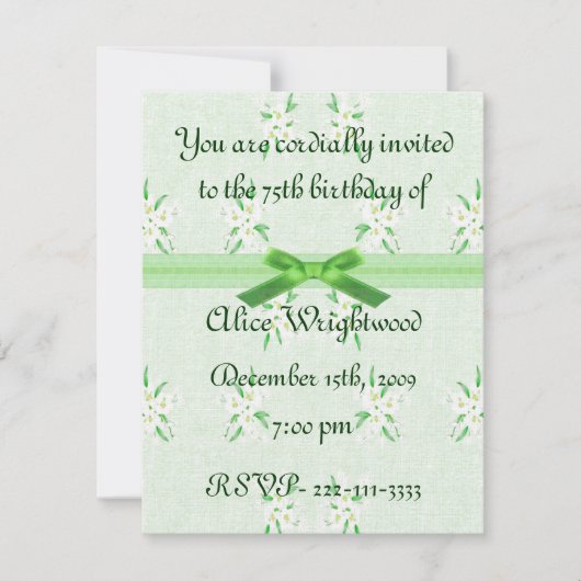 Invitation d'anniversaire floral (Devant)