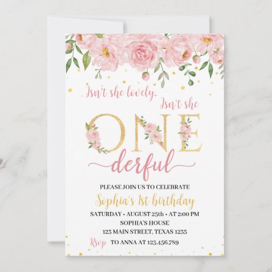Invitation d'Anniversaire Floral (Devant)