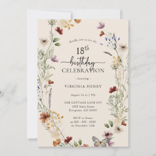 Invitation d'anniversaire floral 18 ans