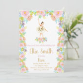 Invitation d'anniversaire Floral Ballerina (Debout devant)