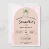 Invitation d'anniversaire Floral Bow (Devant)