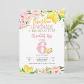 Invitation d'anniversaire Floral Citron (Debout devant)