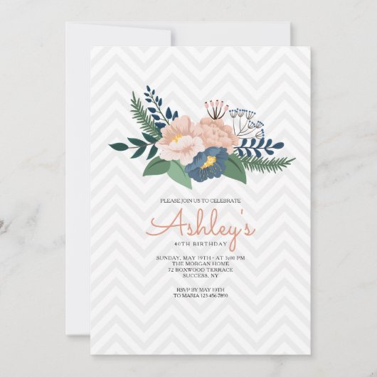 Invitation d'anniversaire Floral Envy (Devant)