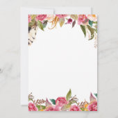 Invitation d'anniversaire Floral et Gold First Bir (Dos)