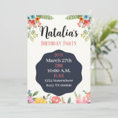 Invitation d'anniversaire, floral, fête, douche, n (Debout devant)