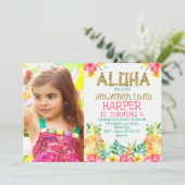 Invitation d'anniversaire Floral Hawaiian Luau (Debout devant)