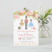 Invitation d'anniversaire Floral Pink Gold (Debout devant)