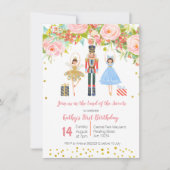Invitation d'anniversaire Floral Pink Gold (Devant)