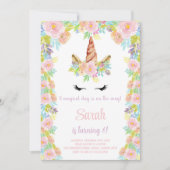 Invitation d'anniversaire Floral rose et violet Un (Devant)